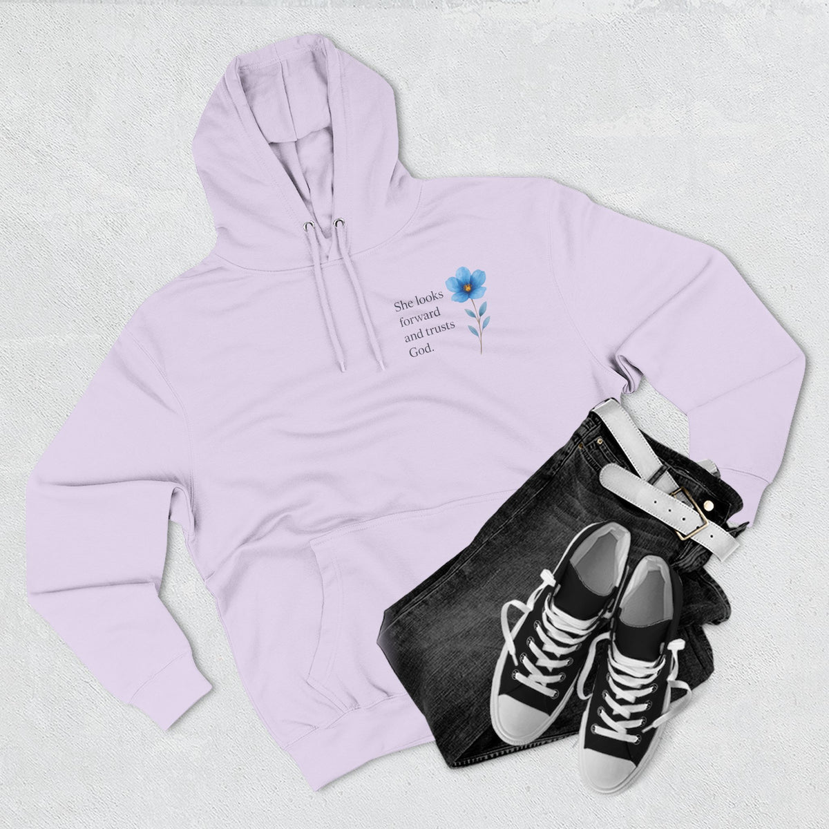 "She Looks Back and Thanks God" Comfort Pullover - IronFaithCo.