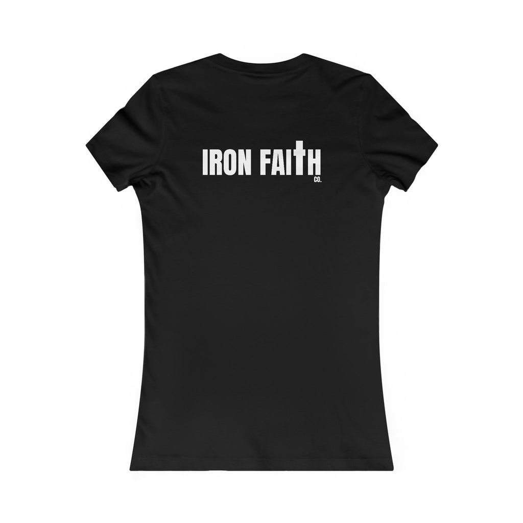 Iron Faith Co. Wordmark Women's Fitted Tee – Back Print