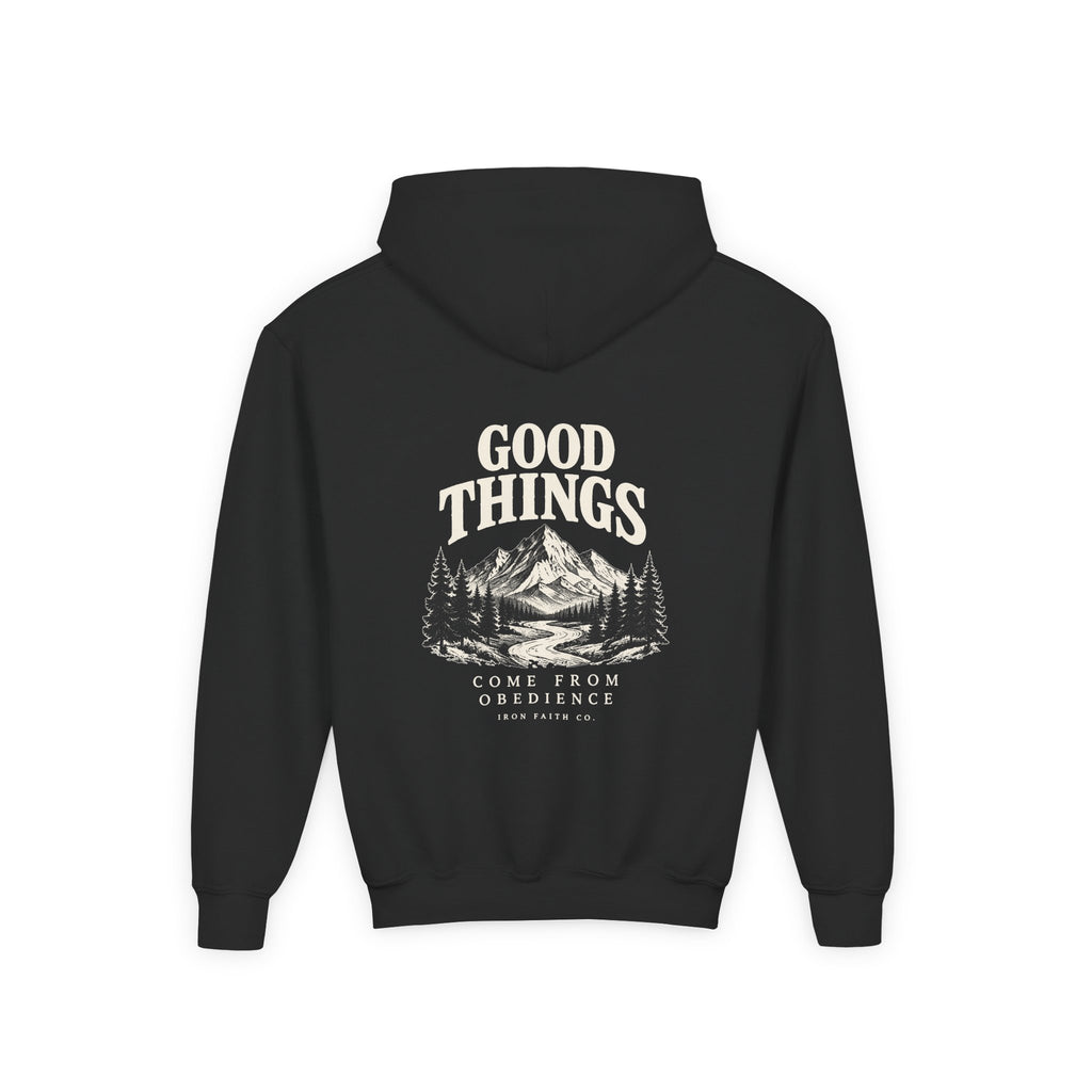 Good Things Come From Obedience Youth Hoodie – Back Print