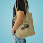 The Faith Builds More Than Buildings Tote Bag shown in a styled everyday scene (product mockup)
