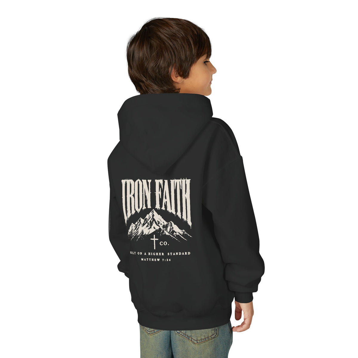 Built on a Higher Standard Youth Hoodie – Back Print