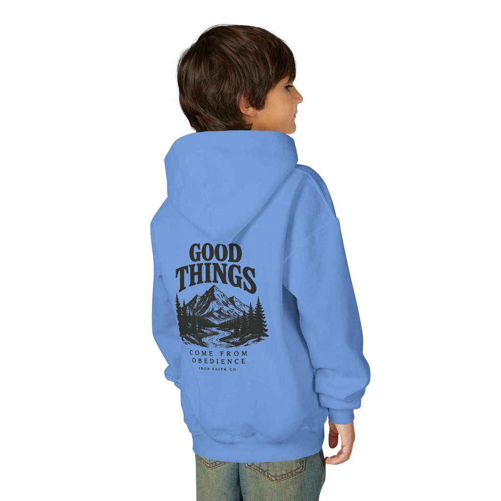 Good Things Come From Obedience Youth Hoodie – Back Print