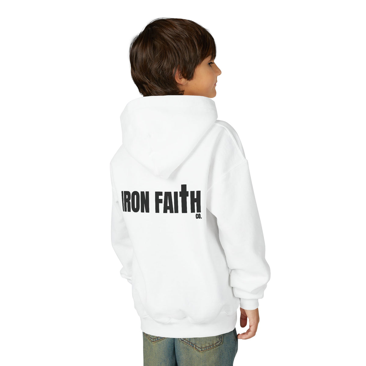 Iron Faith Co. Wordmark Youth Hoodie – Back Print