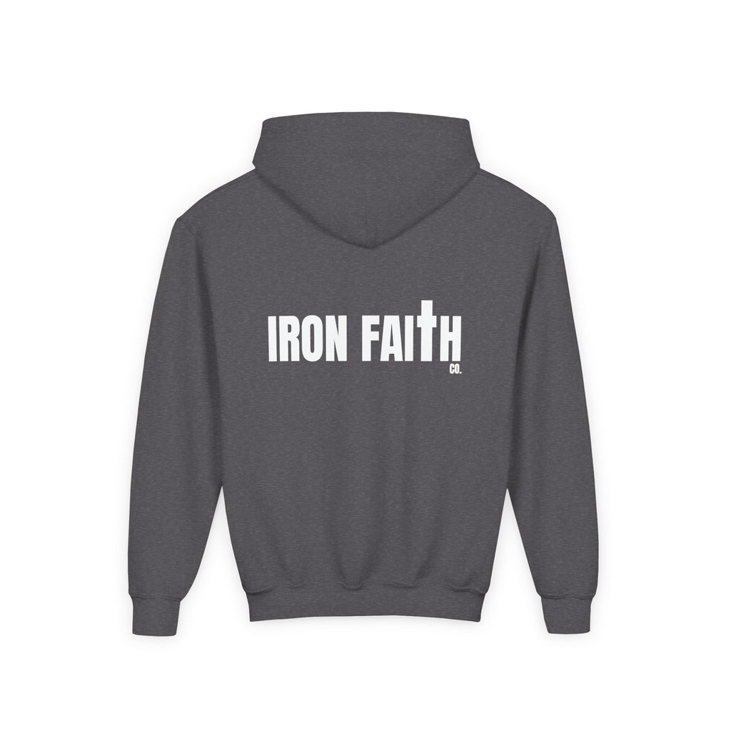 Iron Faith Co. Wordmark Youth Hoodie – Back Print