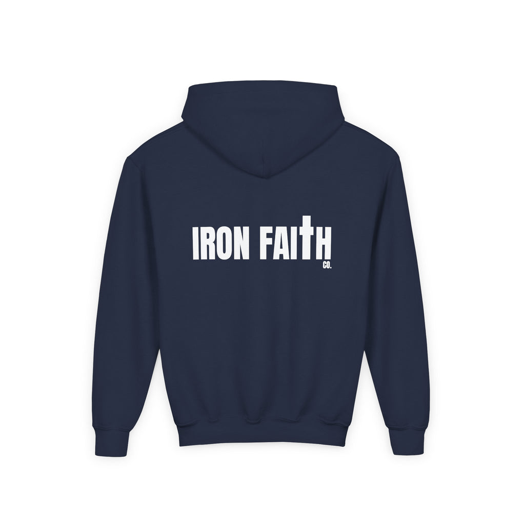 Iron Faith Co. Wordmark Youth Hoodie – Back Print