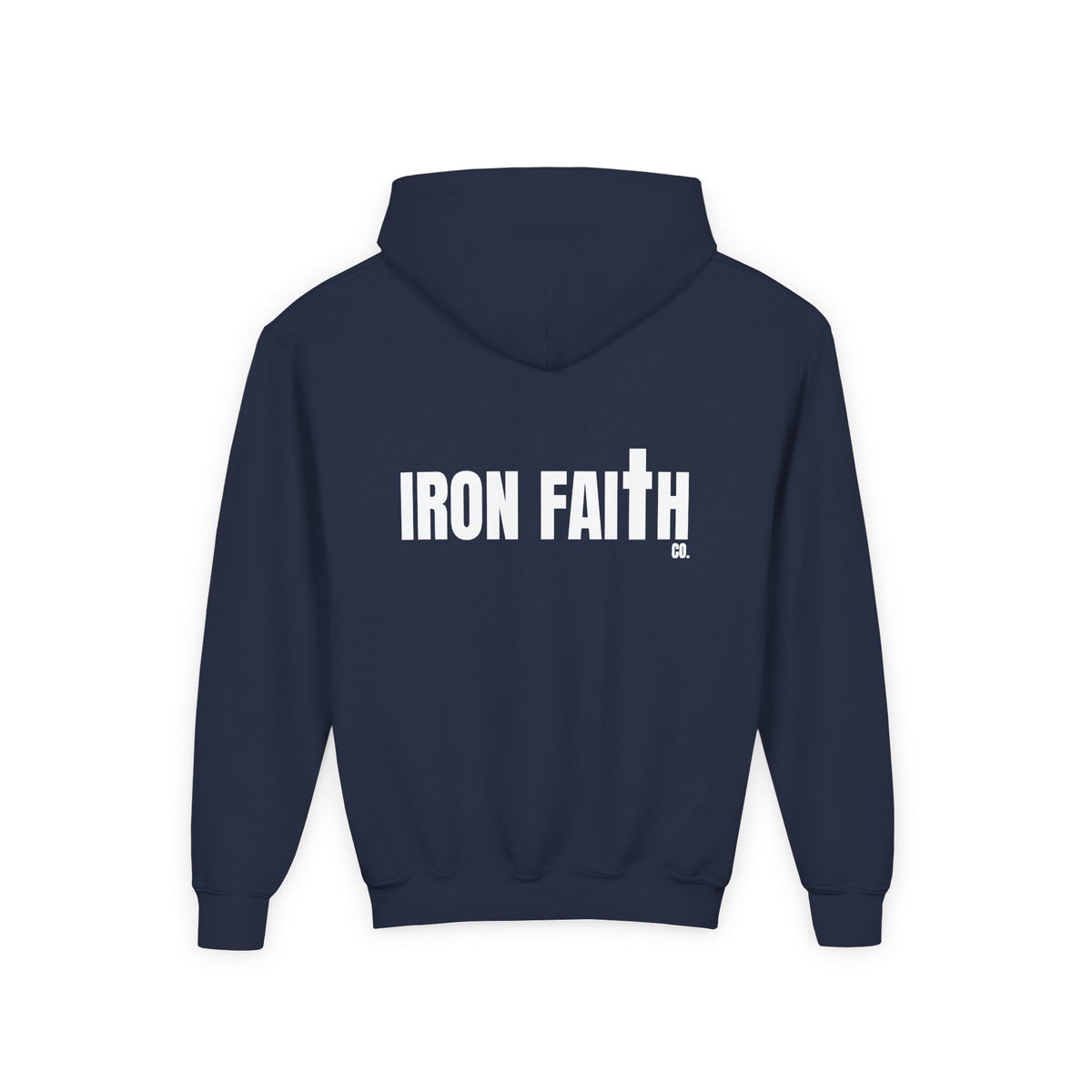 Iron Faith Co. Wordmark Youth Hoodie – Back Print