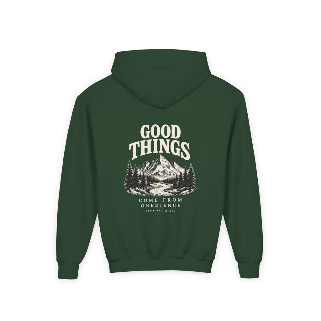 Good Things Come From Obedience Youth Hoodie – Back Print