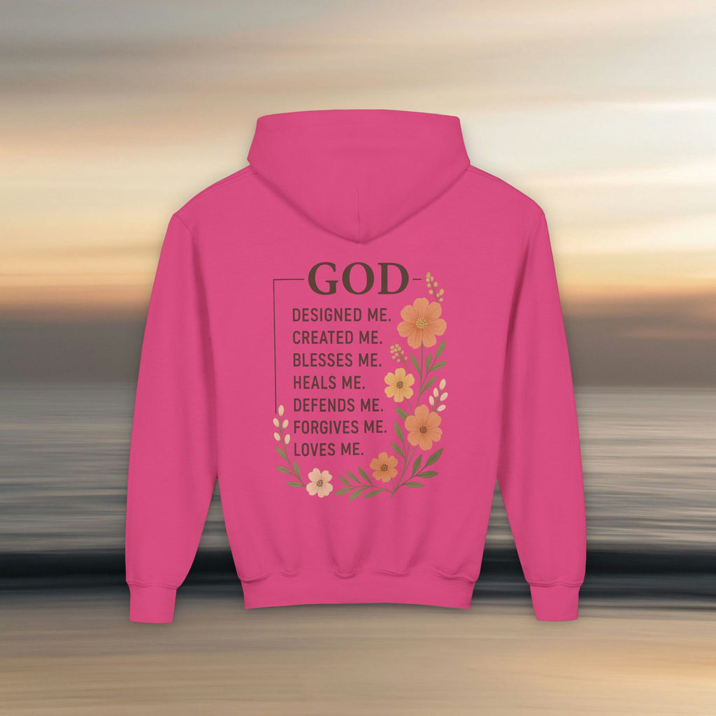 Iron Faith Co. | God's creation | Girls Youth Heavy Blend Hooded Sweatshirt