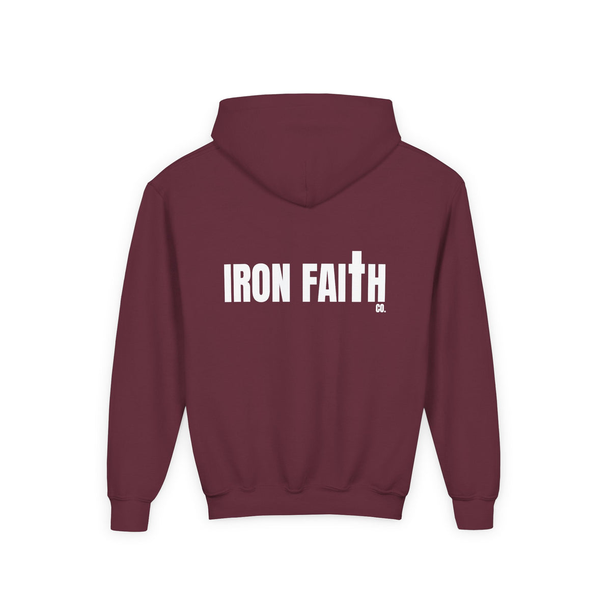 Iron Faith Co. Wordmark Youth Hoodie – Back Print