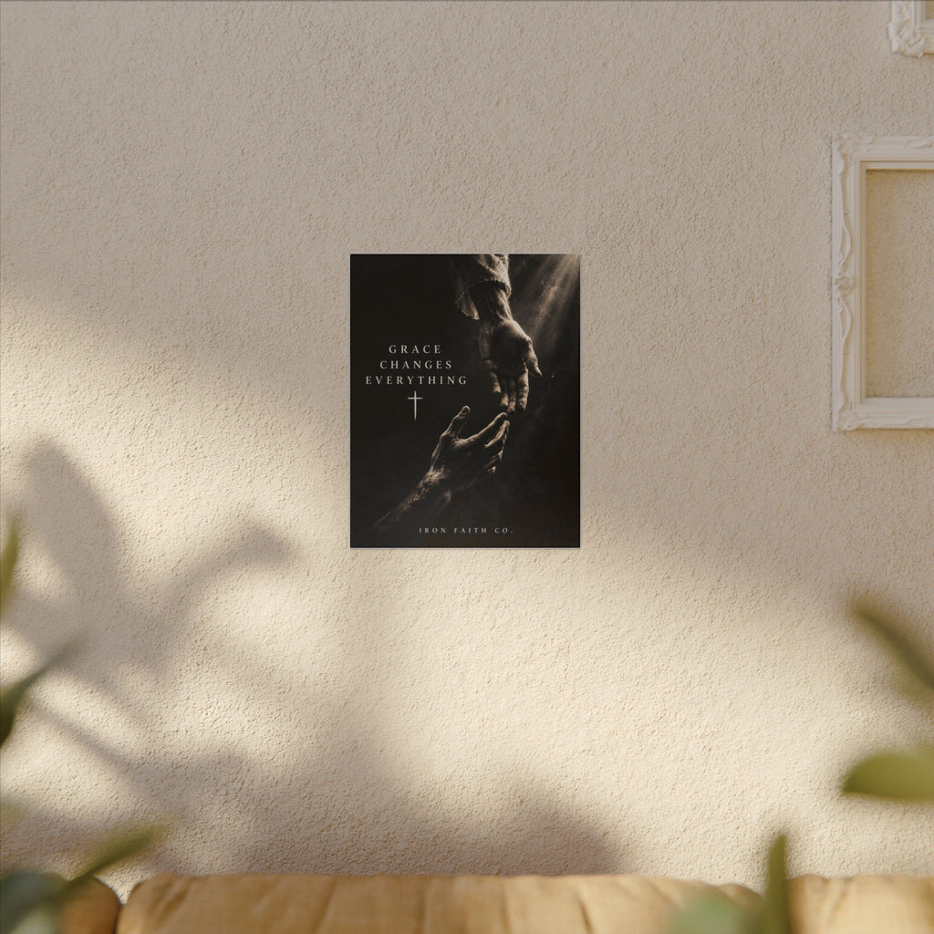 The Grace Changes Everything Canvas Print shown in a styled everyday scene (product mockup)