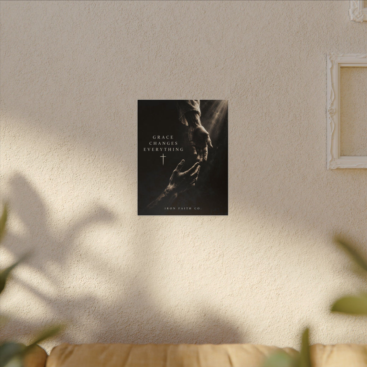 The Grace Changes Everything Canvas Print shown in a styled everyday scene (product mockup)
