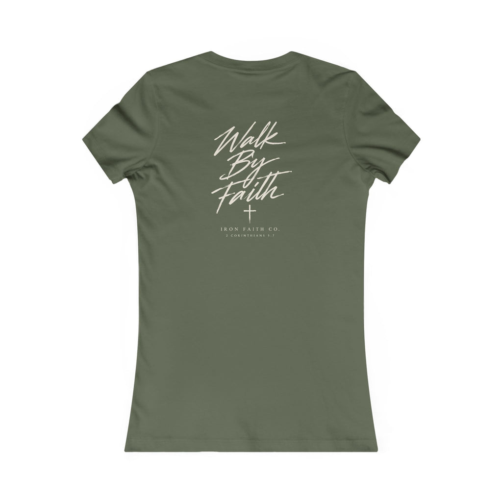 Walk By Faith Women's Fitted Tee – Back Print