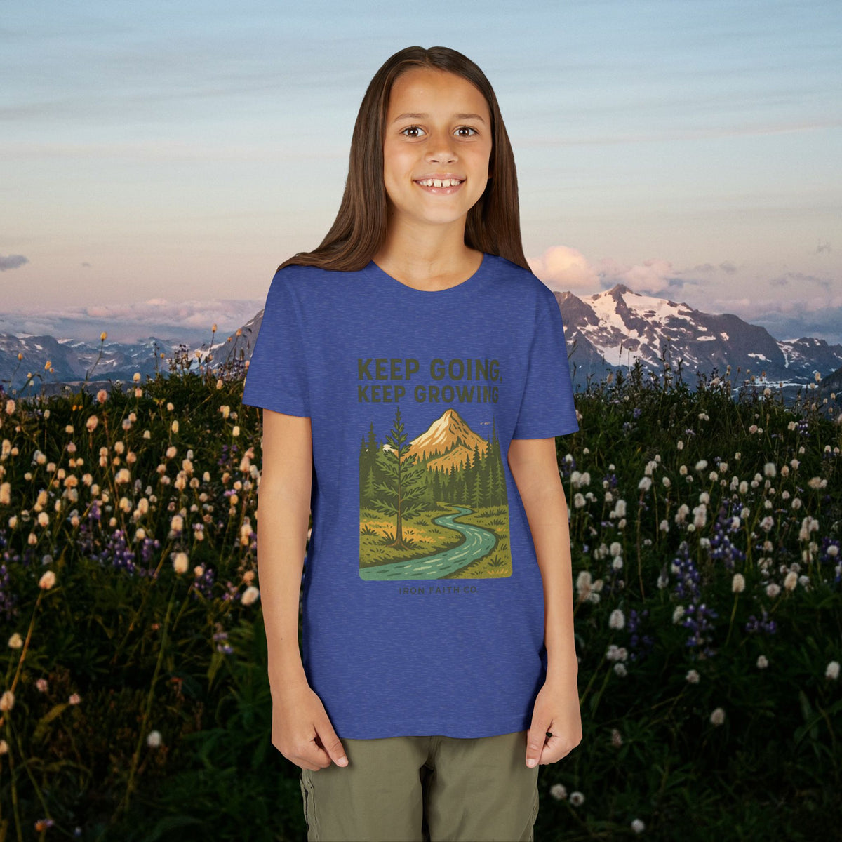 Keep going keep growing | Iron Faith Co. | Youth Short Sleeve Tee