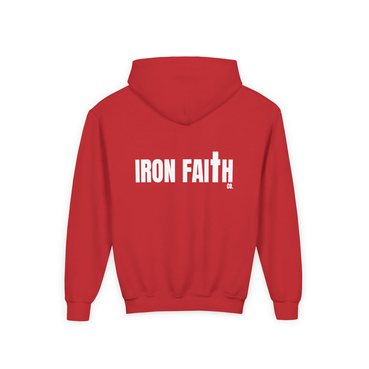 Iron Faith Co. Wordmark Youth Hoodie – Back Print