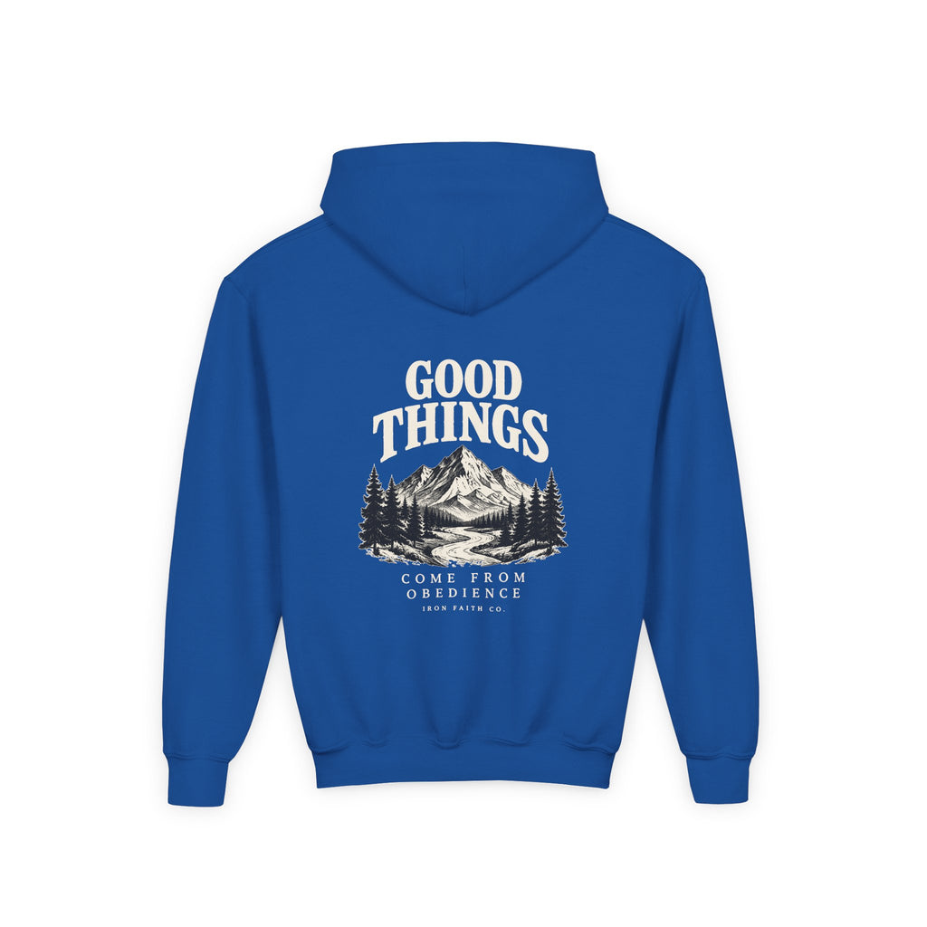 Good Things Come From Obedience Youth Hoodie – Back Print