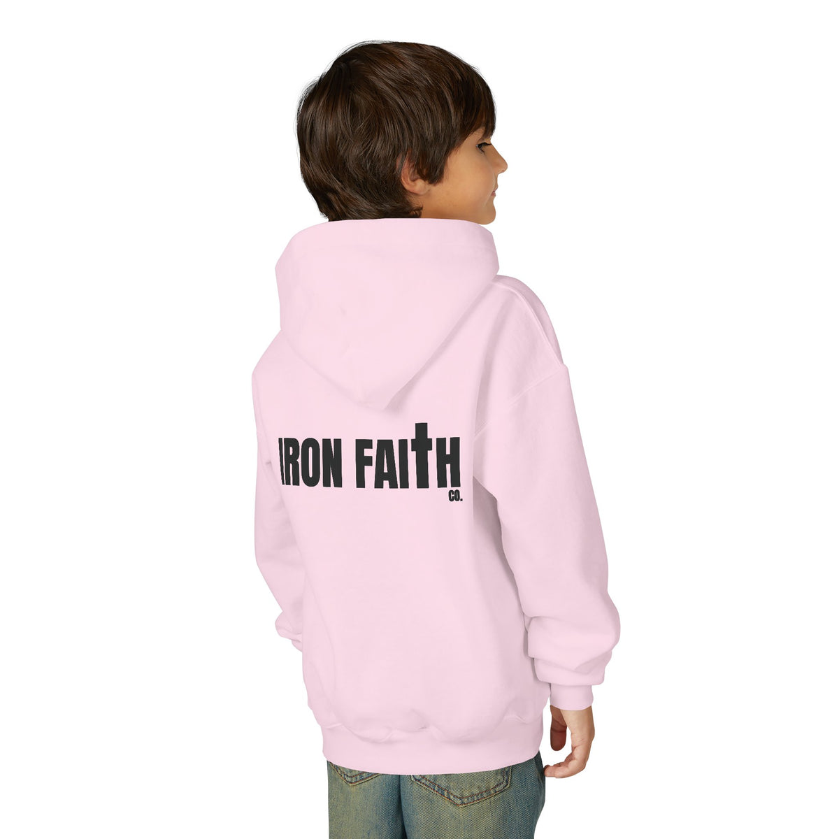 Iron Faith Co. Wordmark Youth Hoodie – Back Print