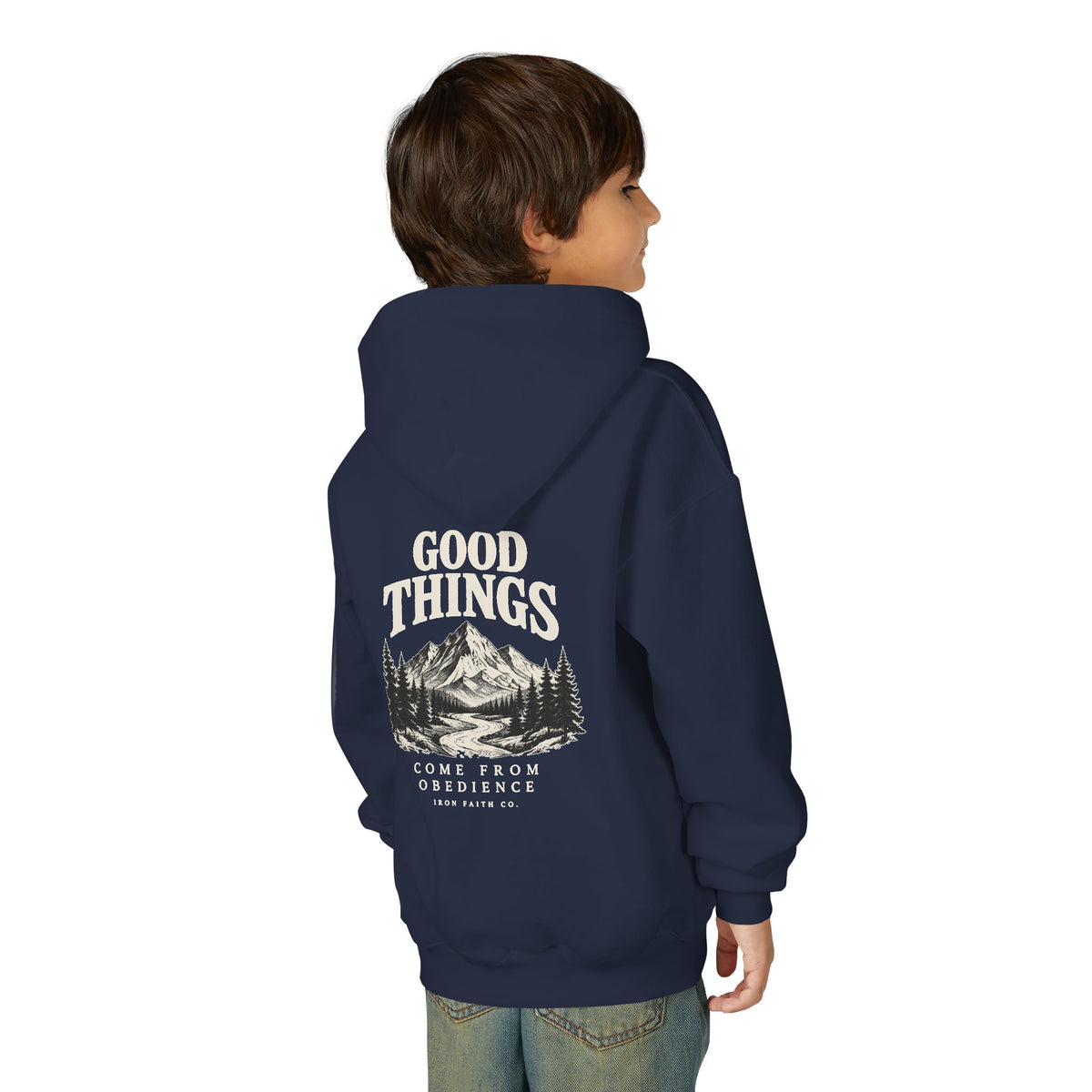 Good Things Come From Obedience Youth Hoodie – Back Print