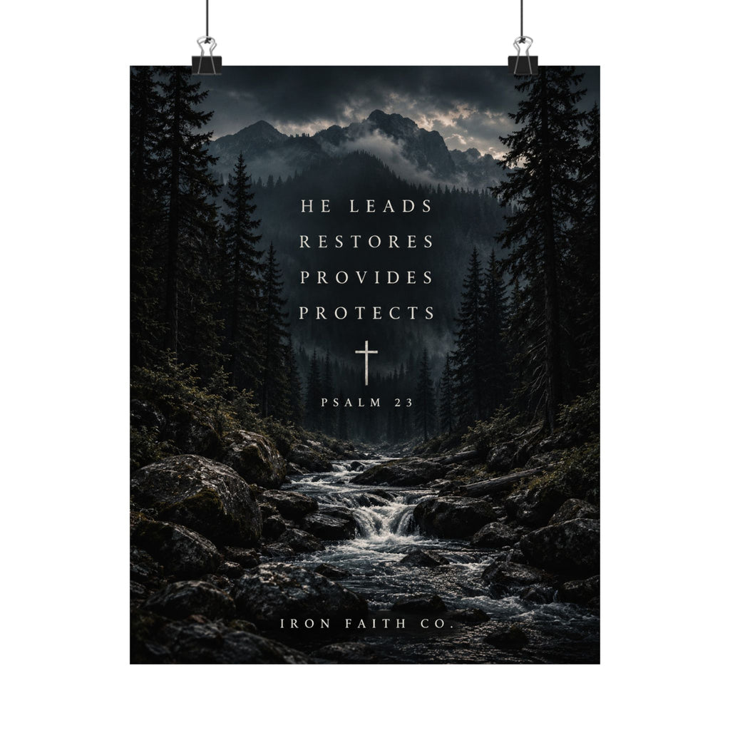 He Leads Psalm 23 Poster