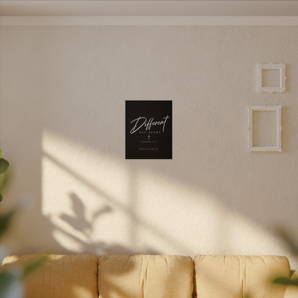 The Different Romans 12:2 Canvas Print shown in a styled everyday scene (product mockup)
