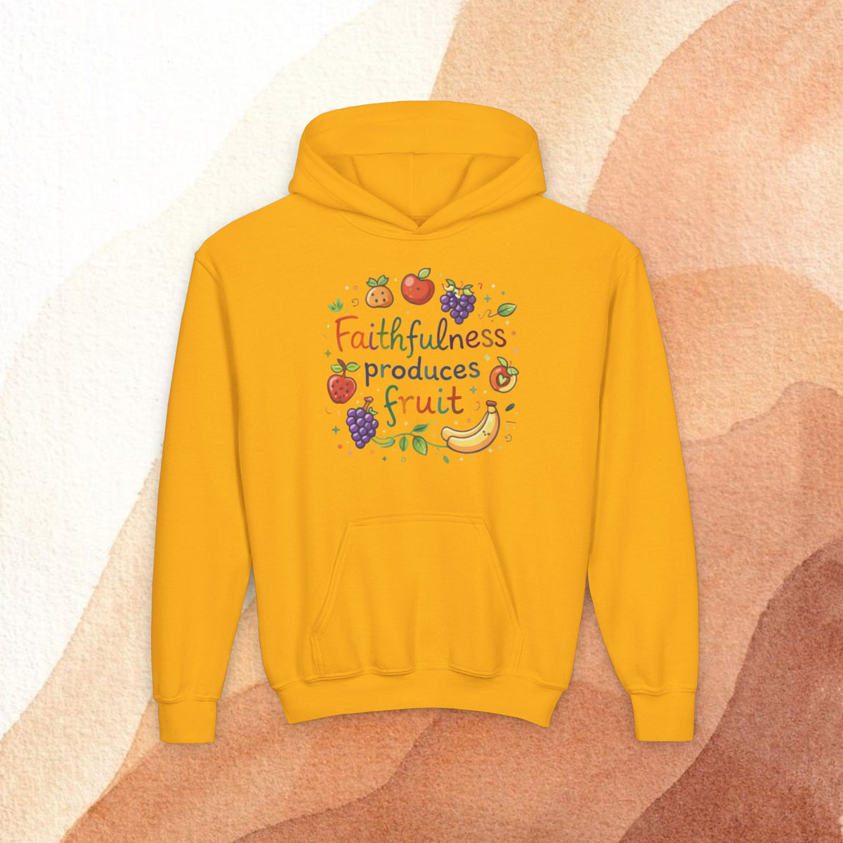 Youth Hoodie — Faithfulness Produces Fruit Kids Hooded Sweatshirt - photo 4 of 30