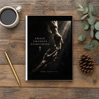 The Grace Changes Everything Hardcover Journal on a wooden table with coffee, a pen and a pine cone (digitally composited scene image)