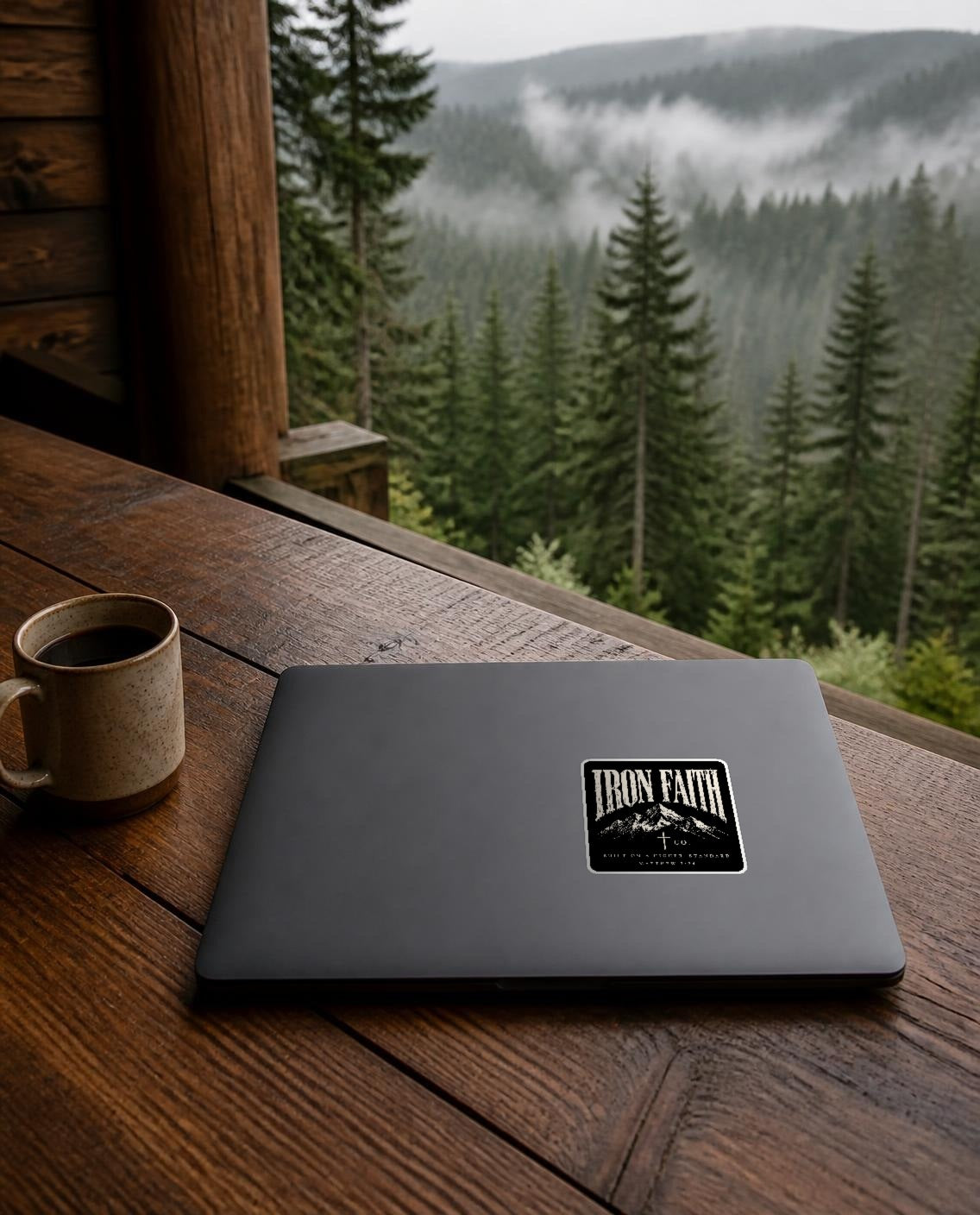 Built on a Higher Standard Sticker shown on an outdoor surface (digitally composited lifestyle image)