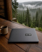 Iron Faith Co. Wordmark Sticker shown on an outdoor surface (digitally composited lifestyle image)